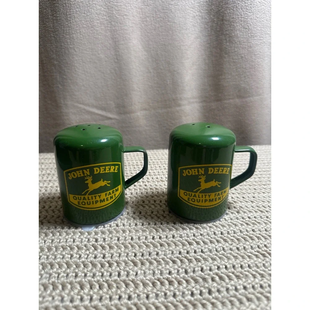 John Deere Salt and Pepper Shaker Set Green Quality Farm Equipment Mug Style